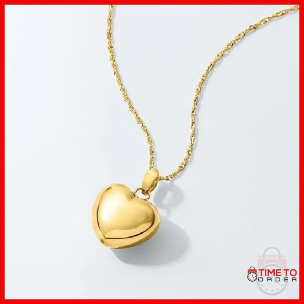 18kt Gold Over Sterling Puffed Heart Pendant Necklace with Lobster Clasp